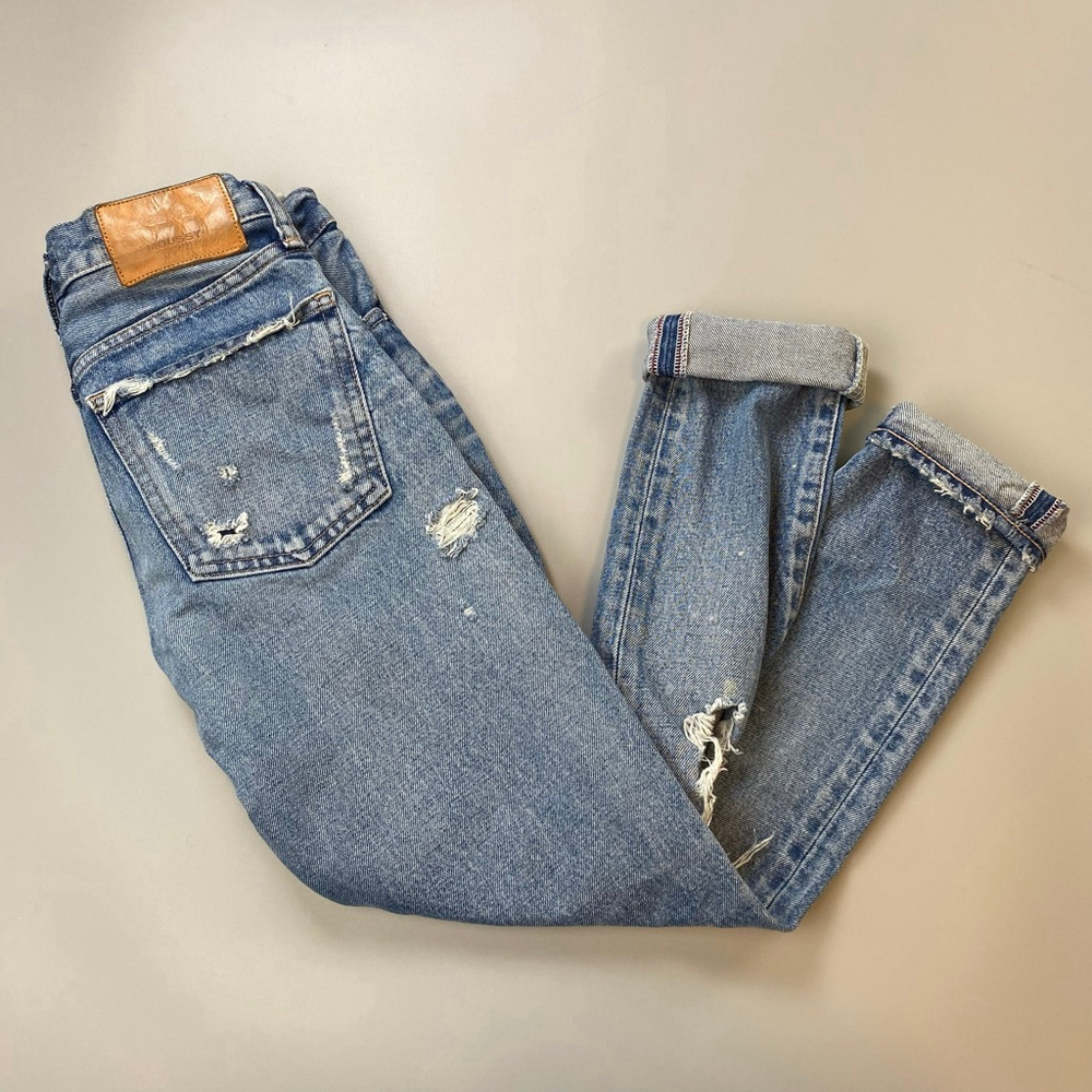 Women's Moussy Vintage Jeans Blue Size 24 Selvedge Distressed Japan